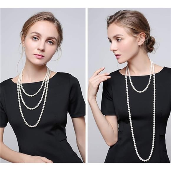 Layered Pearl Necklace, Cream White - Picture 1 of 6